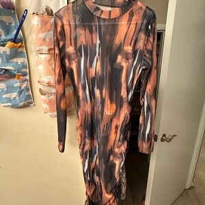 Abstract Patterned Long Sleeve Dress